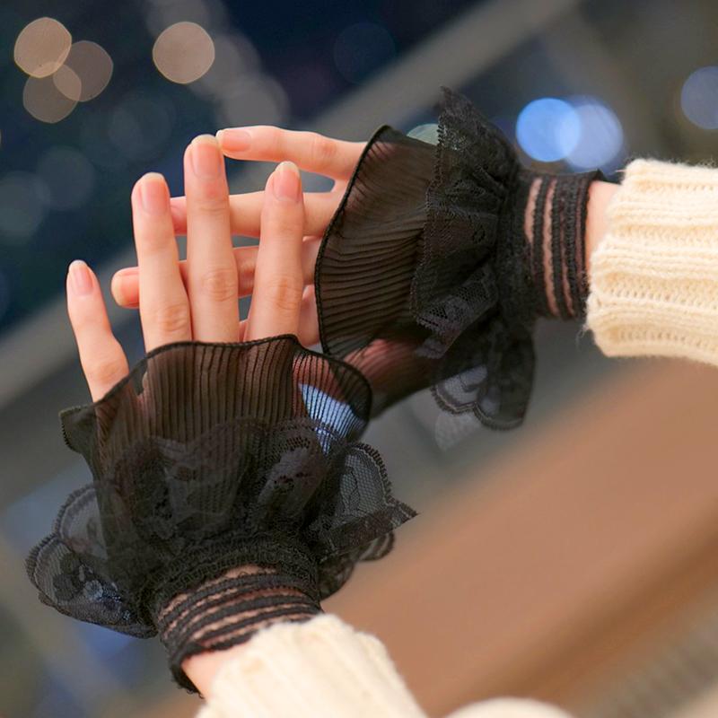 1 пара модных элегантных поддельных рукавов с кружевными оборками, манжетами, декоративными рукавами, съемными манжетами