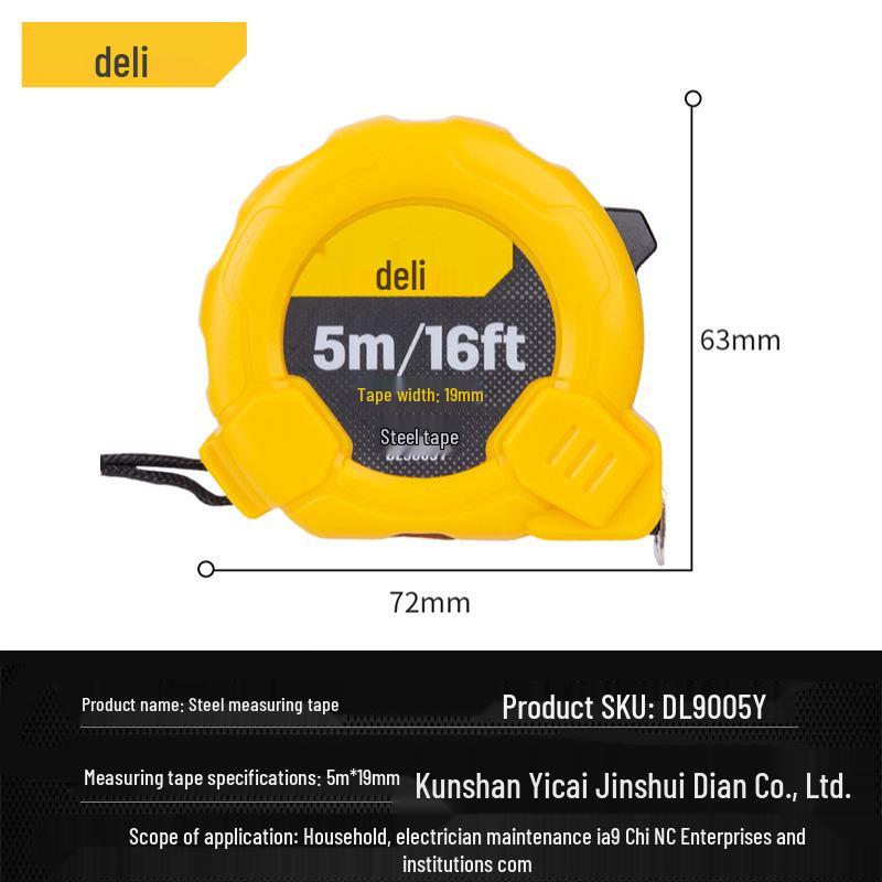 Стальная измерительная рулетка Deli Tools 3-10 м | Двойная шкала (Имперская/Метрическая система) для дома и деревообработки
