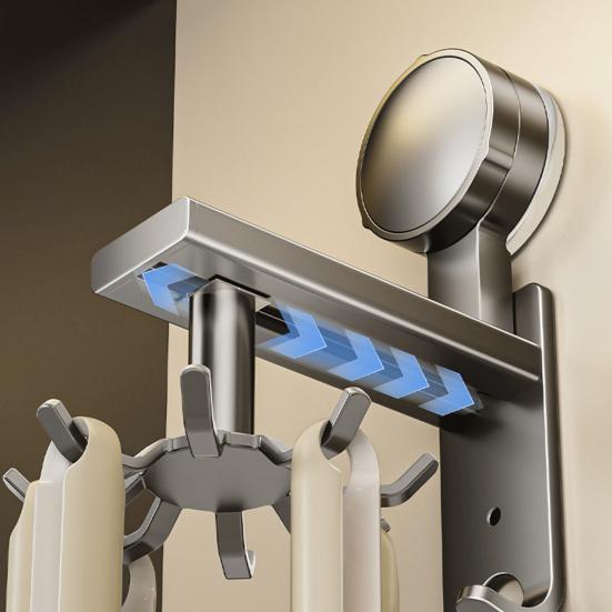 Вращающийся настенный крючок из алюминиевого сплава с присоской, настенный крючок без сверления для хранения кухонных принадлежностей под шкафом