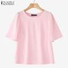 Женские повседневные футболки с круглым вырезом, однотонные, с коротким рукавом