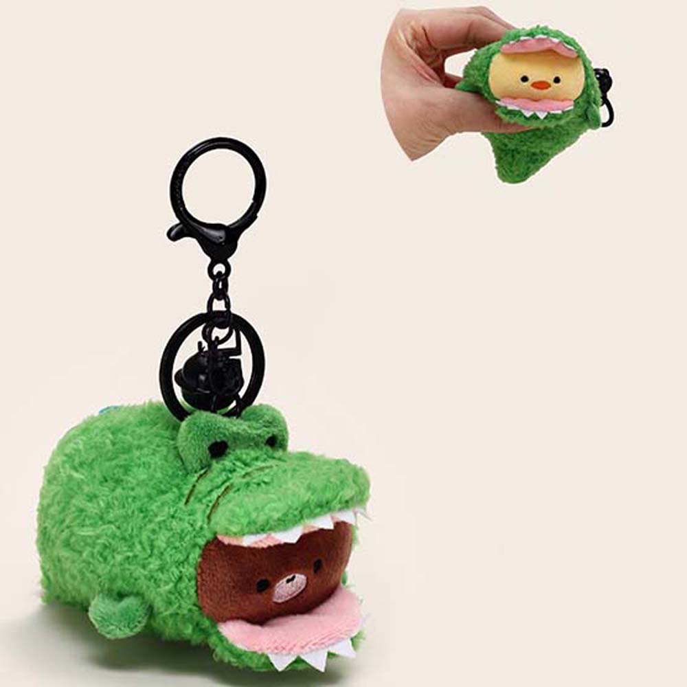 Funny Beep Crocodile Pendants Chick Friends Bag Charm Green Plush Animal Key Ring Ornament