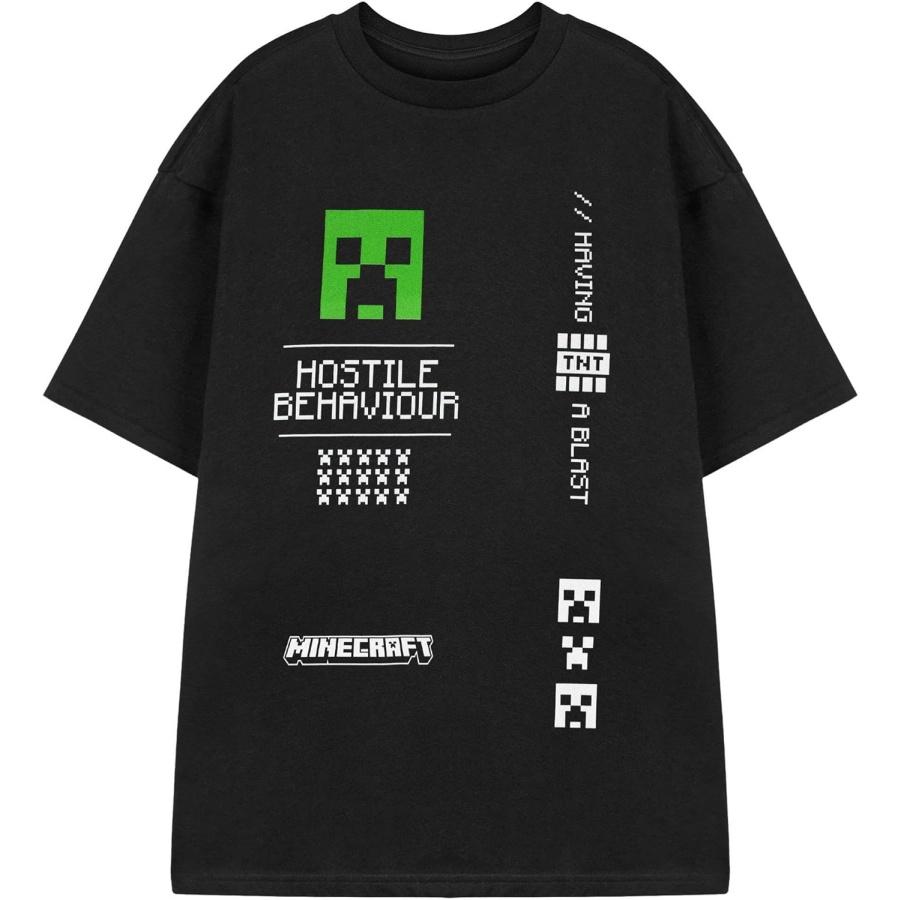Мужская черная футболка с принтом Minecraft Creeper _ Футболка по видеоигре «Враждебное поведение» _ Топ в классическом игровом стиле _ С коротким рукавом