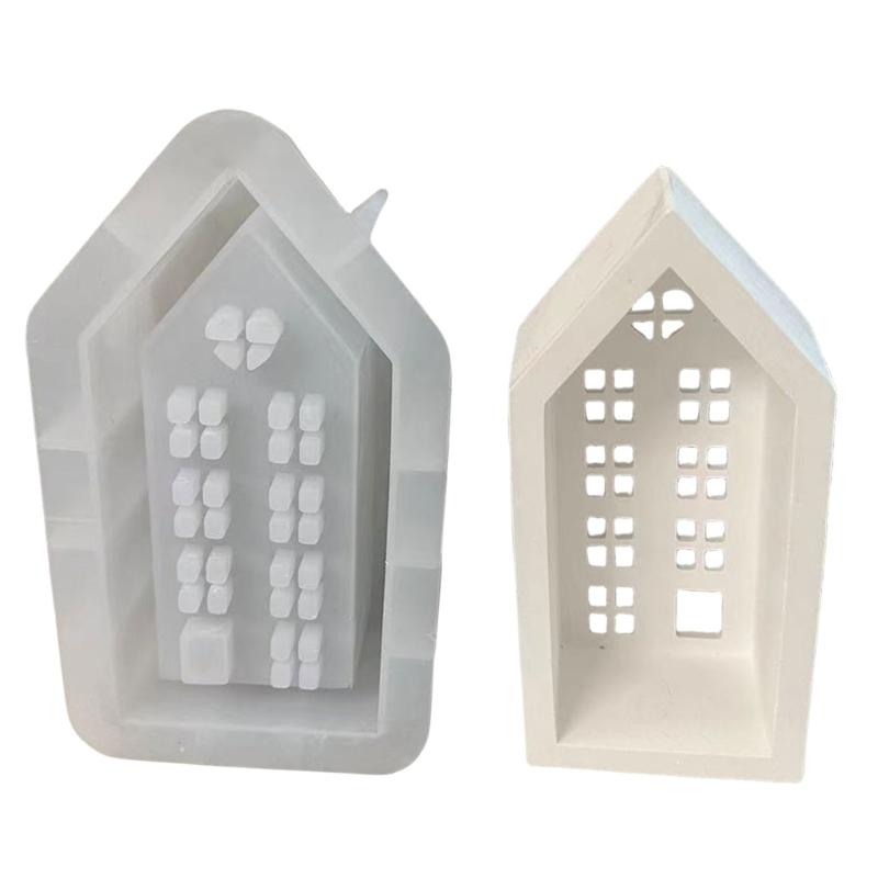 3D Дом Подсвечник Силиконовая Форма DIY Цемент Гипс Глина Подсвечник Украшения Из Смолы Формы Украшения Для Дома