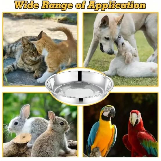 Stainless Steel Shallow Pet Bowl for Cats Dogs Kitten Puppy Rabbit - Food Water Feeder Dish Stackable Easy to Clean Feeding Dish