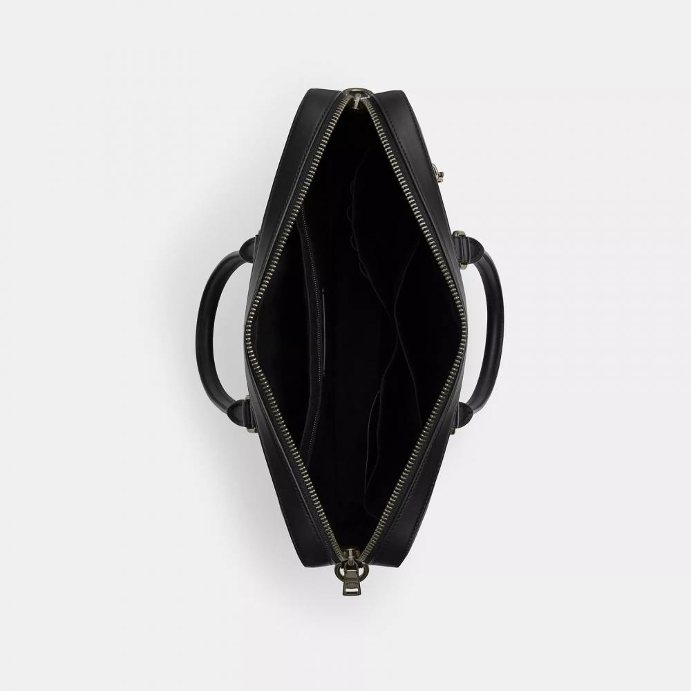 Coach Ethan Slim Brief In Signature Canvas Gunmetal Charcoal Black