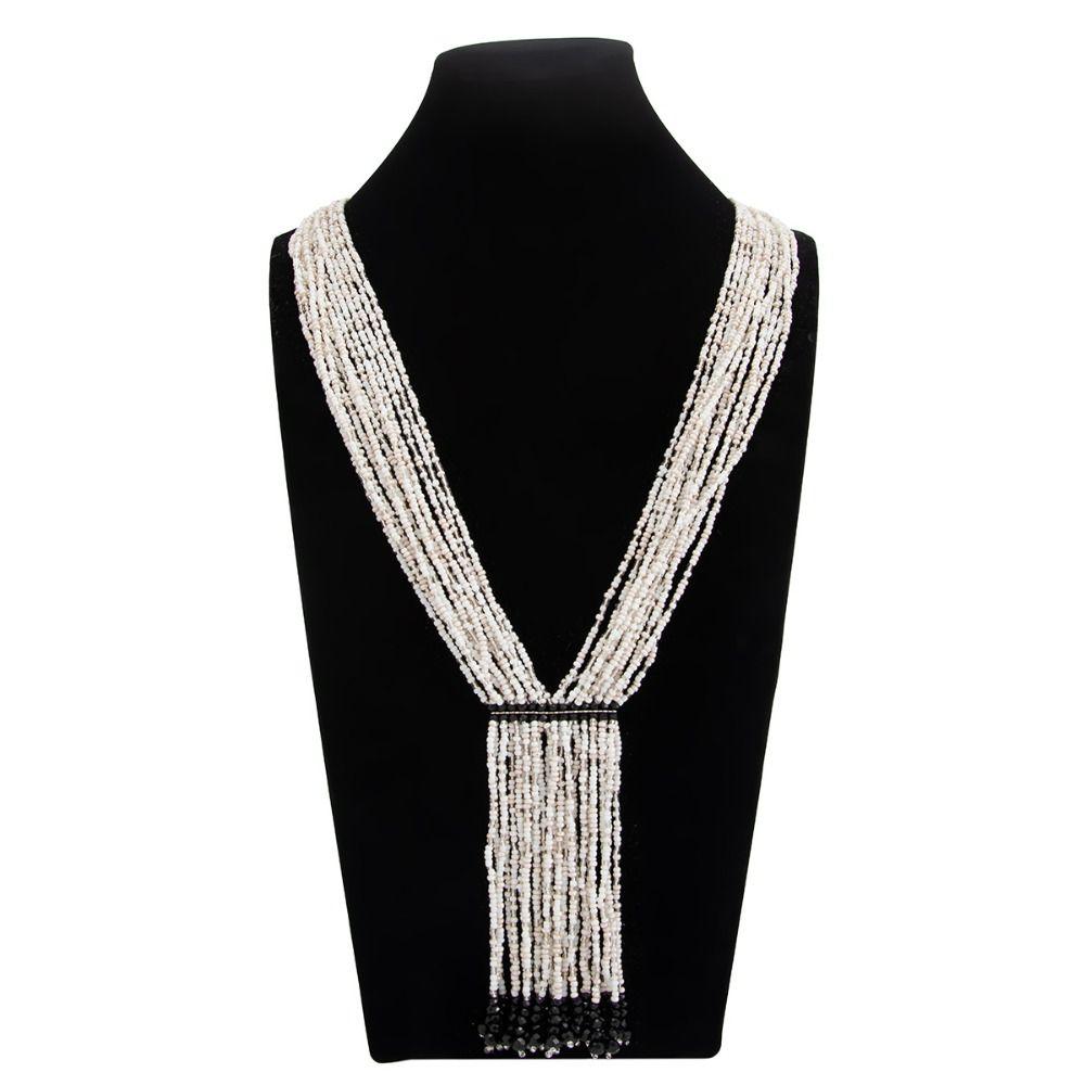 Floral Multi-Layer Beads Necklace Metal Chain Tassel Collarbone Chain Multi Layer Choker  Girls