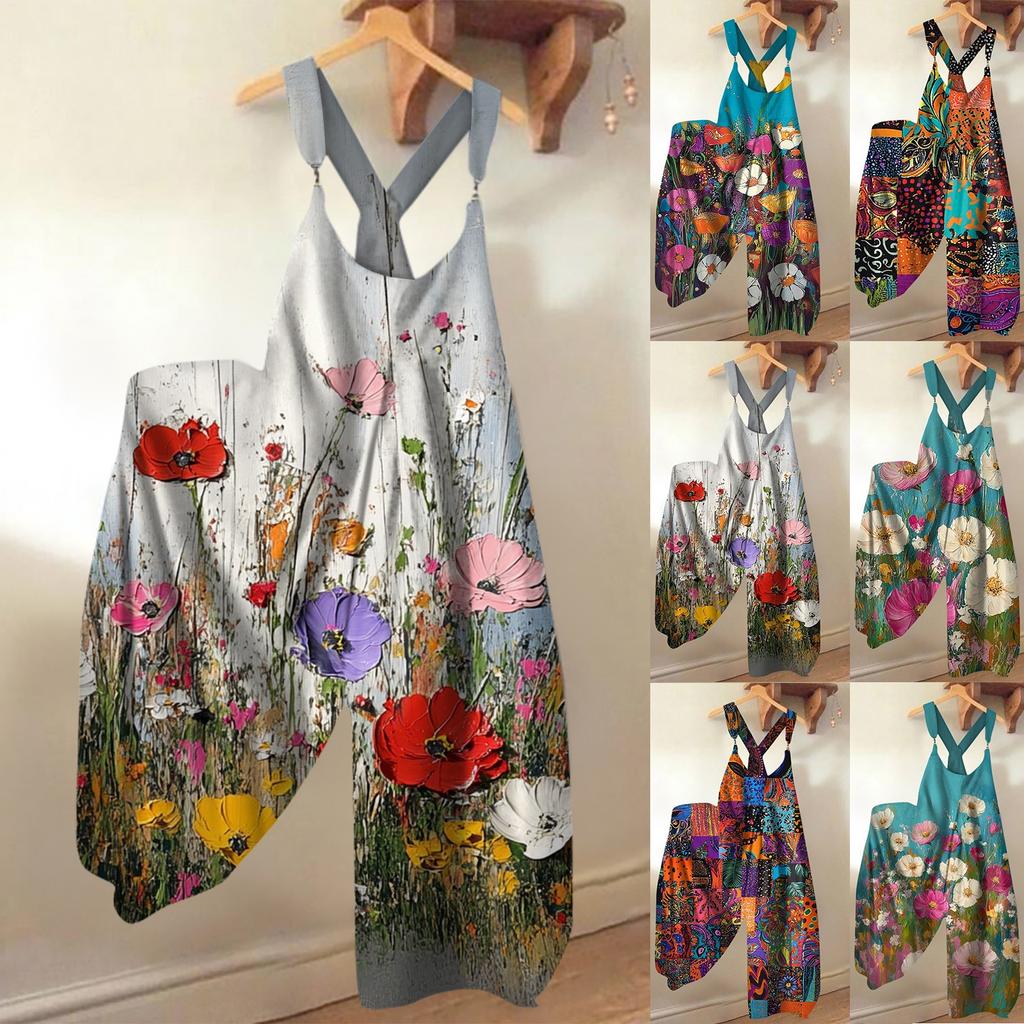 Women's Loose Casual One-piece Summer Floral Print Jumpsuit