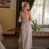 Сексуальная пижама для женщин, летнее платье, осенний и холодный сезон, шелковый сатин, повседневная ночная сорочка на бретельках, ночная сорочка с глубоким V-образным вырезом для женщин