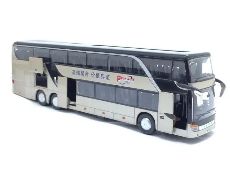 1:32 High Quality Alloy Business Bus Model Metal Diecasts Simulation Luxury Double Sightseeing Bus Pull Back Car Toys For Kids