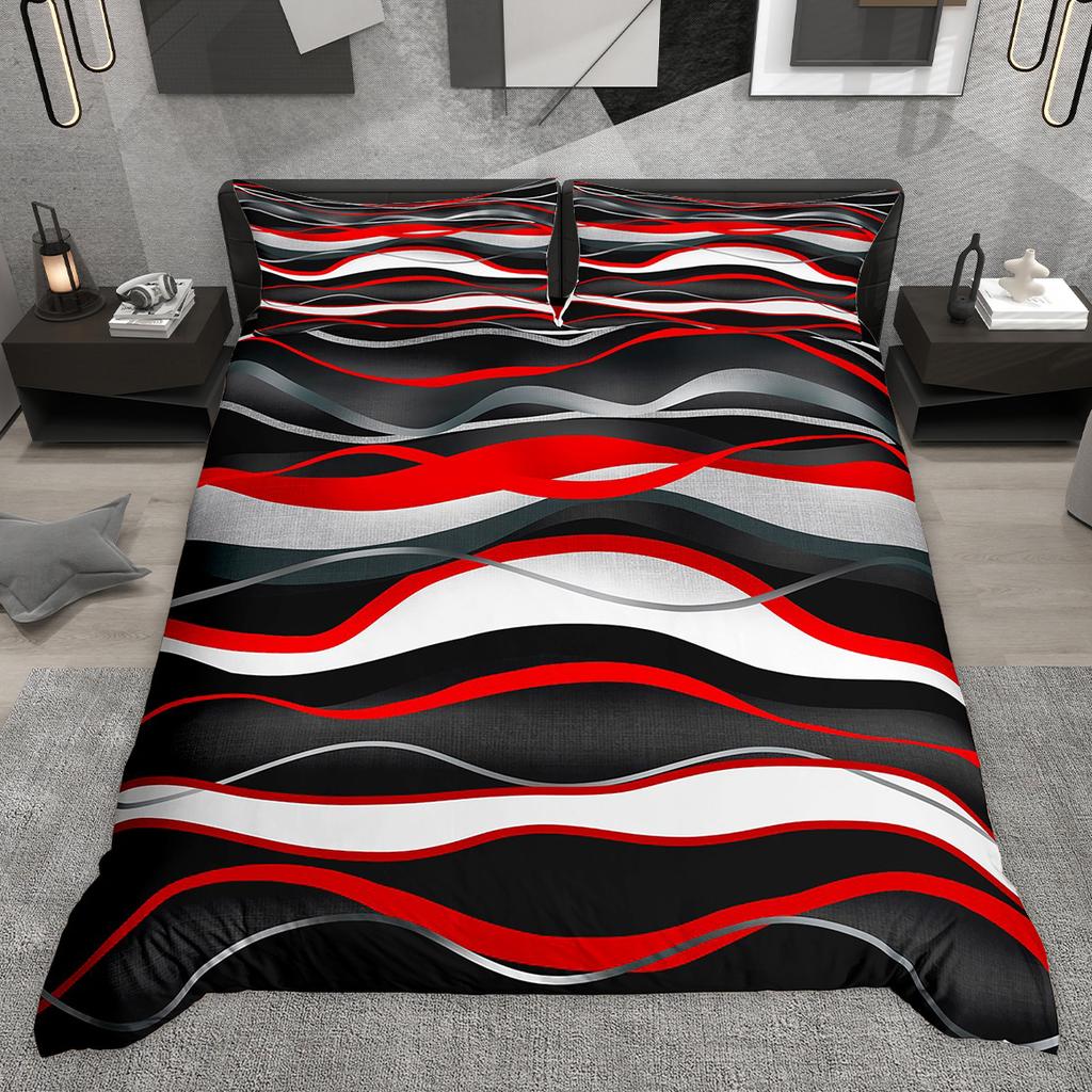 Comforter Homewish Contemporary Geometric Abstract Stripe Bedding Set Wave Lines Plaid Checkered Comforter Set