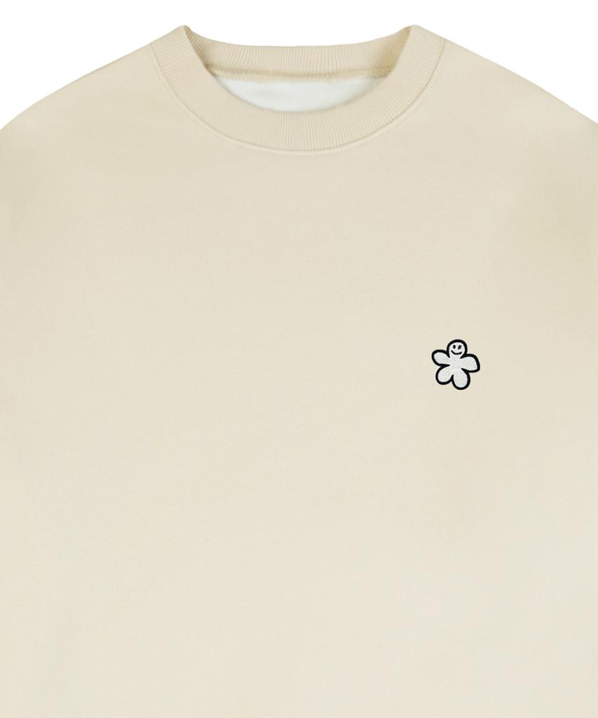 GRAVER [Unisex] White Odd Flower Embroidered Sweatshirt_Cream