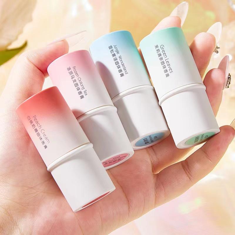 Recommends Popular Macaron-colored Solid Balm Stick Portable Portable Perfume Long-lasting Flower and Fruit Fragrance Male and Female Student Balm