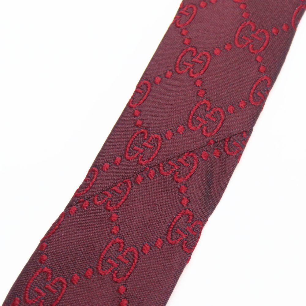 Used GUCCI tie GG silk Red Bordeaux suit