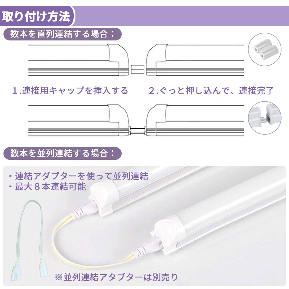 Integrated 20W LED Fluorescent Light Fixture with Switch, Easy Installation, No Wiring Required, LED Straight Tube T8 Fluorescent Light Fixture Set,