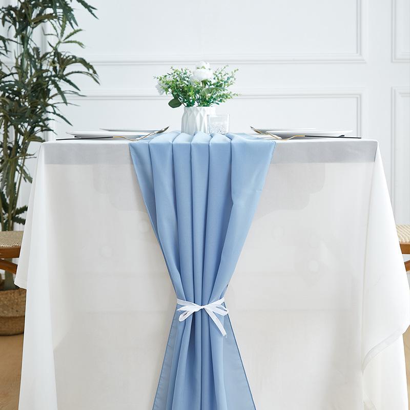 Chiffon Table Runner 70 x 300cm, Soft Sheer Table Flag for Wedding Party Banquet, Elegant Solid Color Table Decoration
