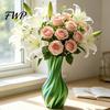 High-grade Texture Vase 3D Printed Decorative Spiral Flower Modern Twisted for Living Dried Room, Shelf, Wedding & Dining Table Centerpiece, Farmhouse