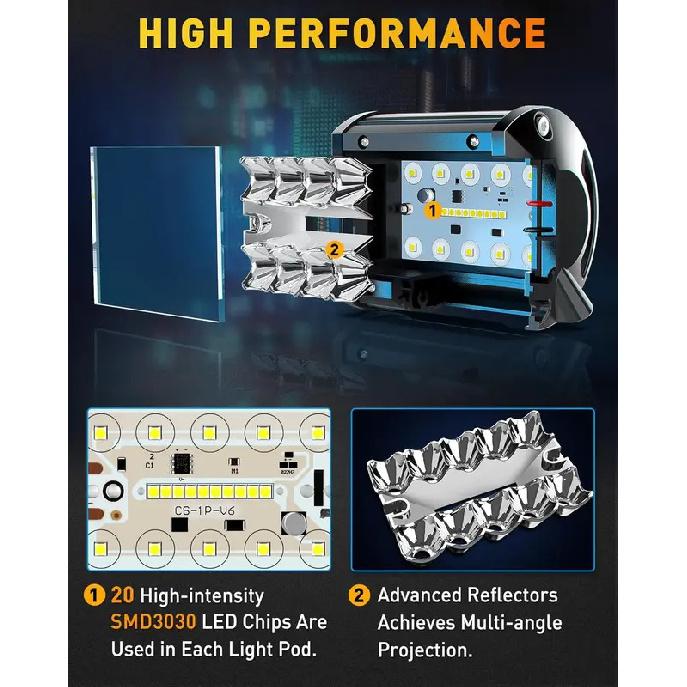 NAOEVO 4 дюйма 2 шт. светодиодные фары Pod Lights Spot Flood Combo светодиодные противотуманные фары для вождения 4x4 Off Road Фары рабочие фары для грузовика, лодки, квадроцикла, UTV, джипа