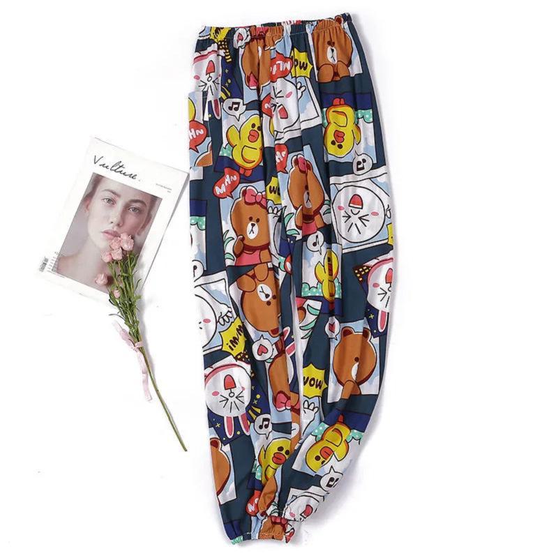 Women's Summer Cotton Silk Anti-Mosquito Loose Beach Bloomers Pajama Pants