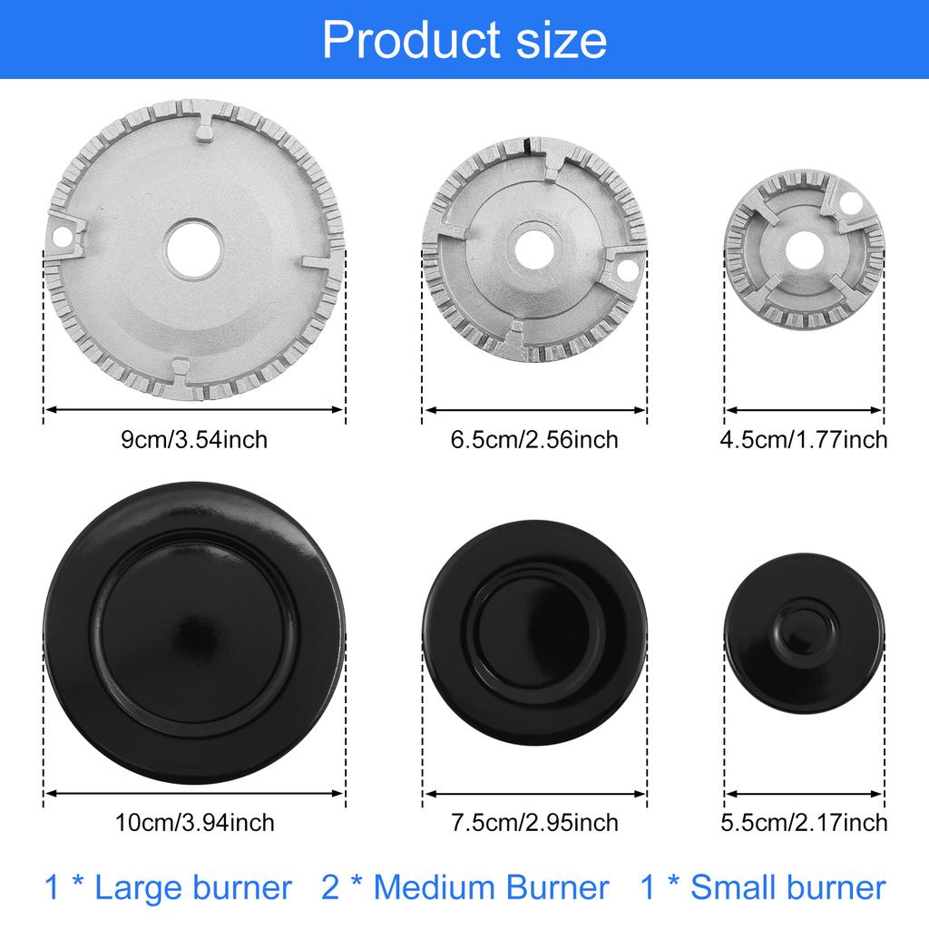 Металлический комплект из 4 штук для замены крышек конфорок, термостойкие крышки конфорок для газовой плиты, подходят для различных газовых плит