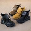 Осенне-зимние новые желтые ботинки для мальчиков. Модные универсальные детские короткие ботинки с мягкой подошвой. Теплые хлопковые ботинки.