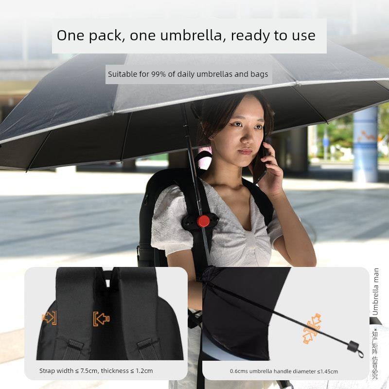 Umbrella Holder for Backpacks: Outdoor Travel Sun Protection Hands-Free Umbrella Stand for Lazy People, Backpack Umbrella Fixer