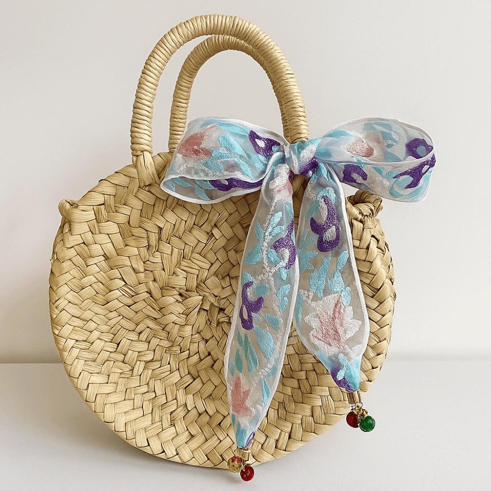 Sweet Embroidered Lace Scarf Printed Narrow Long Scarves Retro Floral Scarf  Wedding