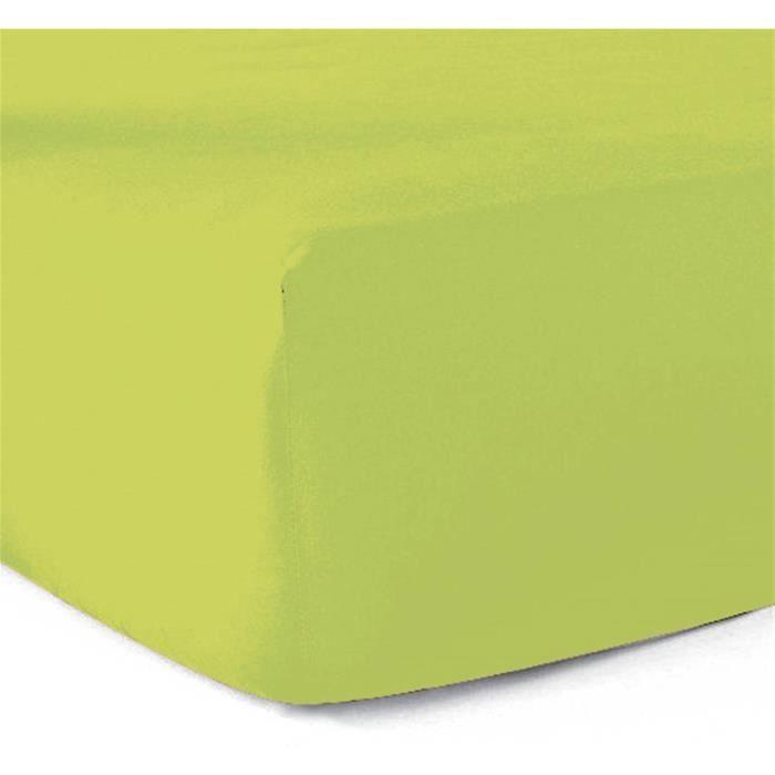 Drap Housse - Polycoton - 160x200 cm - 57 Fils - Lavable jusqu'à 60° - Vert