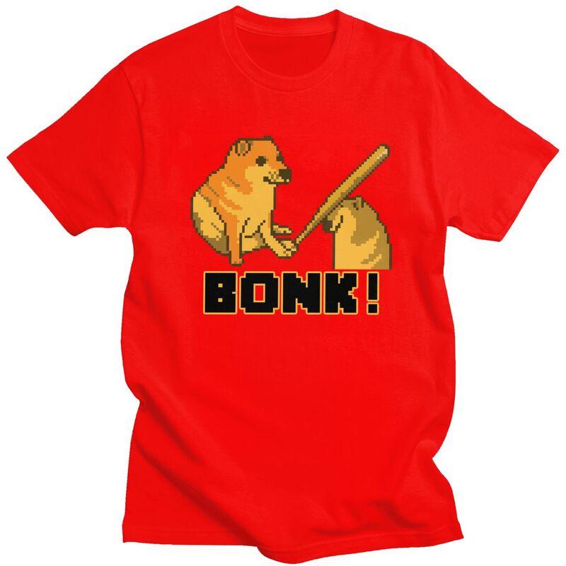 Custom Cheems Bonk Meme Pixel Art Tshirts for Men Short Sleeves Leisure T Shirt Shiba Inu Dog Tshirt 100 Cotton Tees Gift Idea