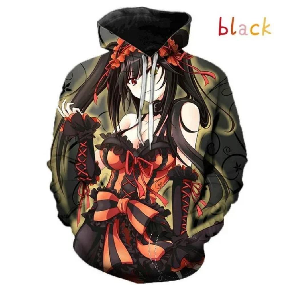 Spring Autumn Cool Girl Street Style Loose Hoodie 3D Printing Anime Theme Hoodie Tokisaki Kuangsan Print Hoodie