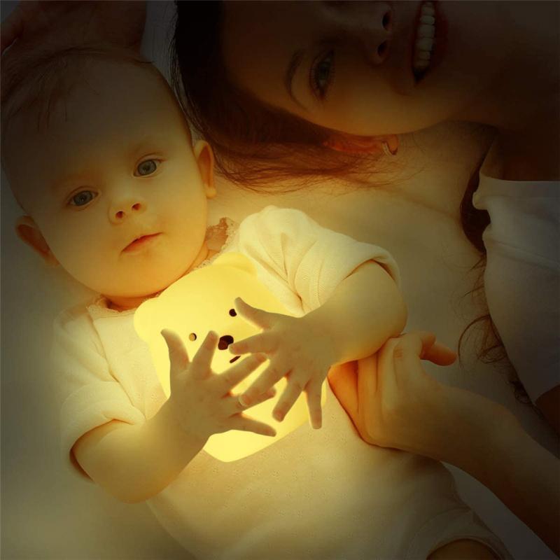 Usb перезаряжаемый силиконовый ночник в форме милого животного с дистанционным управлением, портативный, меняющий цвет