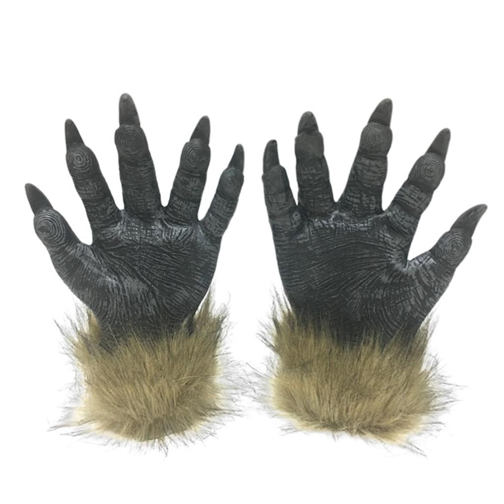 Halloween Horror Plush Wolf Gloves Mask Masquerade Halloween Party Costume Props Mask for Themed Party Supplies