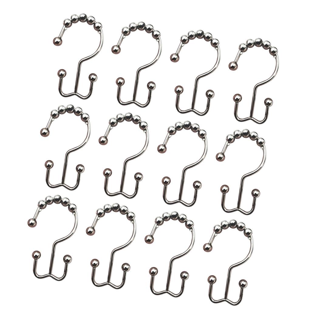 12Pcs Shower Curtain Hooks Rings Rust Resistant Stainless Steel Double Glide Shower Hooks for