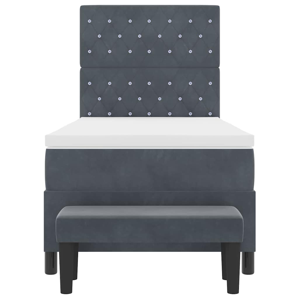 Box Spring Bed with Headboard Dark Grey 200 x 100 cm Velvet