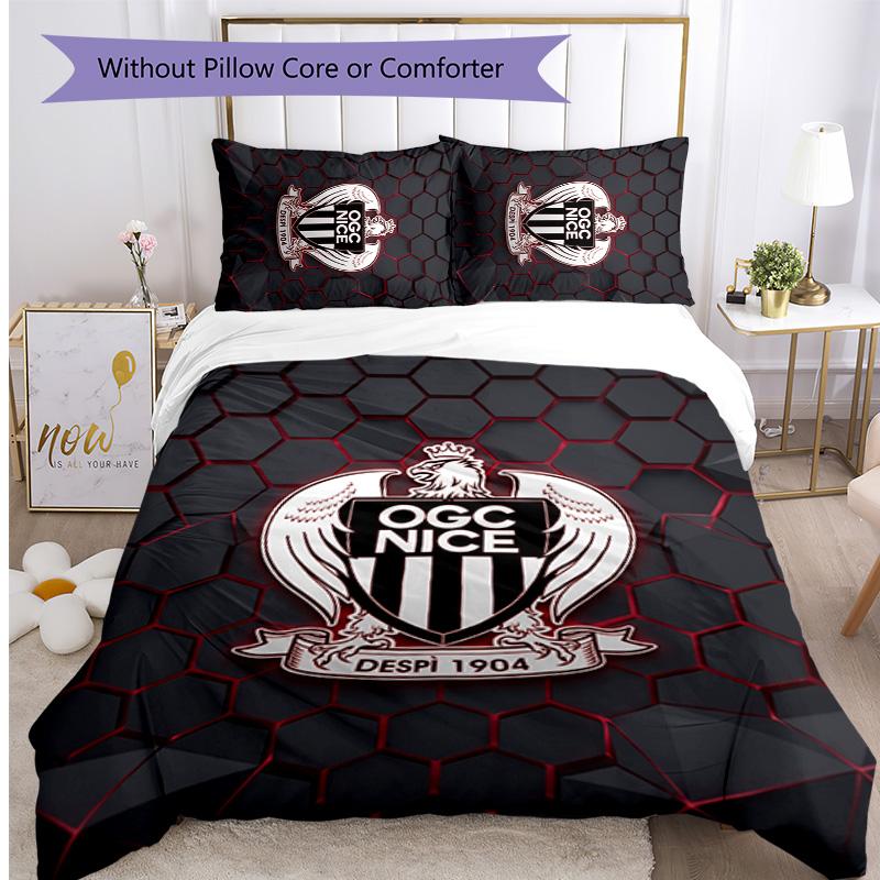 OGC Nice FC Printed 3PCS Bedding Set Breathable Duvet Cover with Pillowcases Decorative Bed Linen for Bedroom Home
