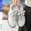 Silver German Training Shoes Women's Spring and Autumn New Shoes Lace Little White Shoes Niche Retro Women's Shoes Versatile Board Shoes