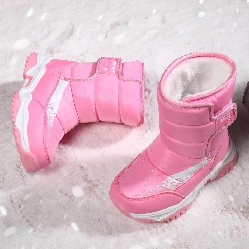 Winter Outdoor Children Boots Princess Elegant Girls Shoes Anti Slip and Waterproof Girl Snow Boots Kids Warm Plush Boots