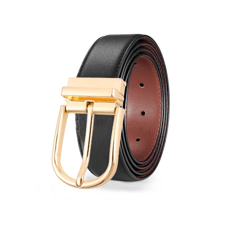 Eather в пряжке Ремень en's ift Коробка owhide Мужские Джинсы Business Casual Двусторонний imple Ремень