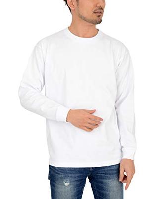 [T-shirt.st] Футболка с длинным рукавом, однотонная, extra плотная, 10,2 унции, мужская, белая, размер M