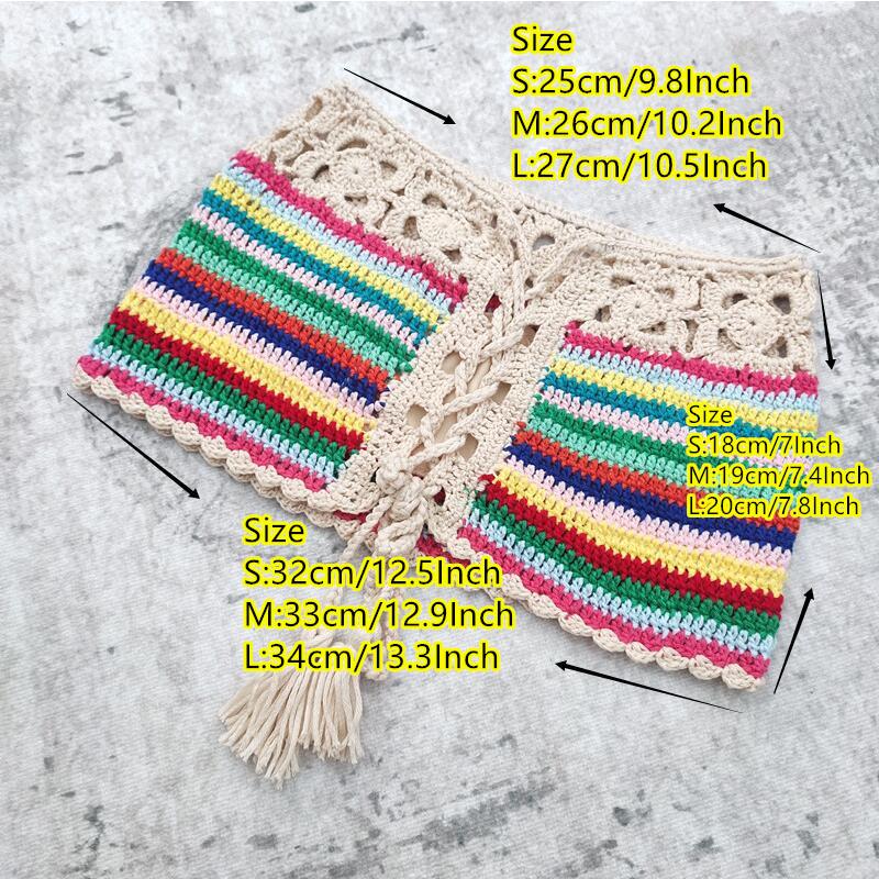 Handmade Crochet Bikini and Striped Mini Beach Skirt Set
