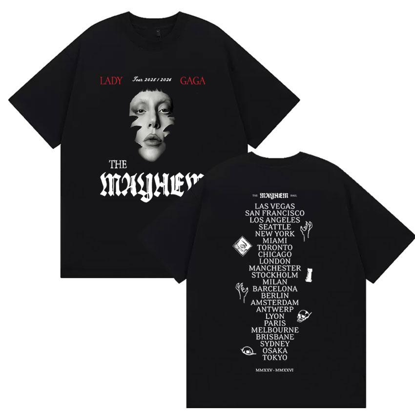 2026 Springsummer Lady Gaga The Mayhem Ball Album Fans Gift TShirt Men Women Vintage High Quality Pure Cotton Printed Top