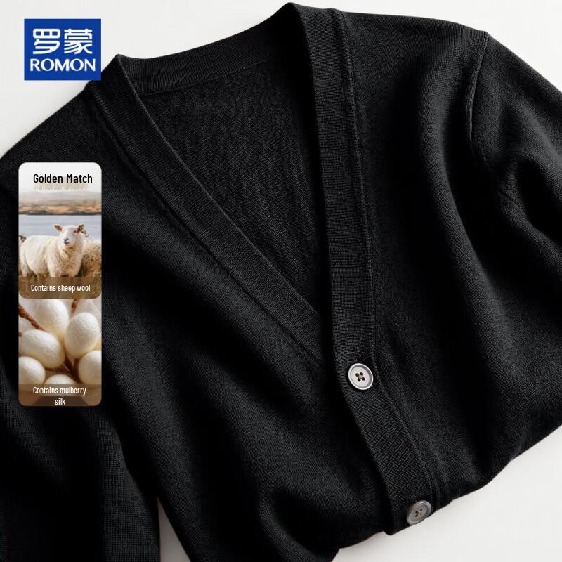 ROMON Men's Wool & Silk Blend V-Neck Knit Cardigan