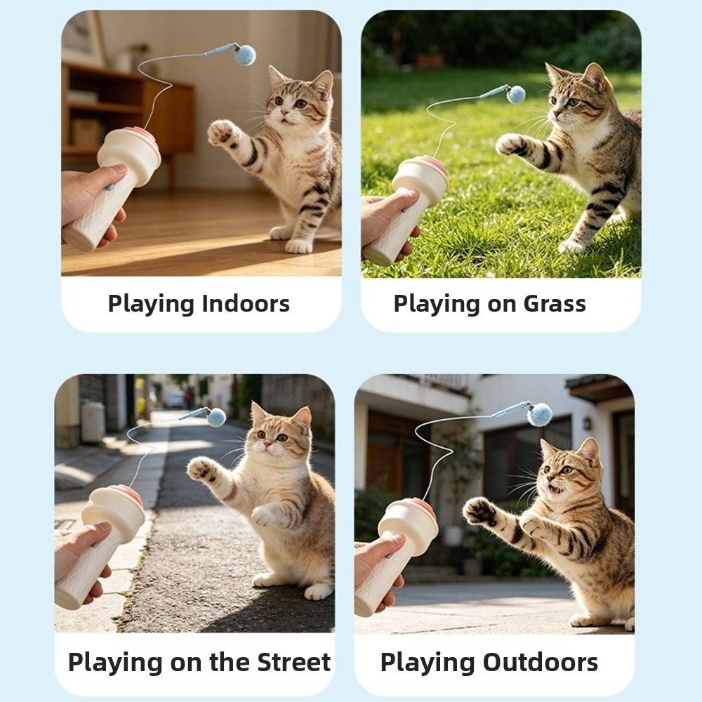 New Ice Cream Shape Electric Cat Teaser Toy with Replacement Balls Portable Automatic Cat Toy Plastic Interactive Cat Toy Pet