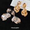 Серьги-лепестки с плиссировкой серебряной иглой легкая роскошь высококачественные серьги серьги ретро-дизайн нишевые серьги
