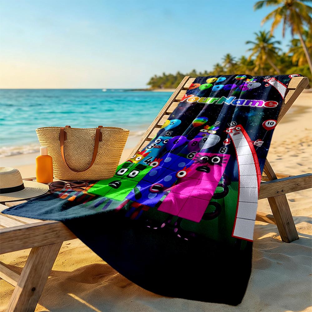 Numberblocks Customize Text Beach Towel Quick-Dry Soft Microfiber Perfect for Traveling Yoga Camping and Swimming