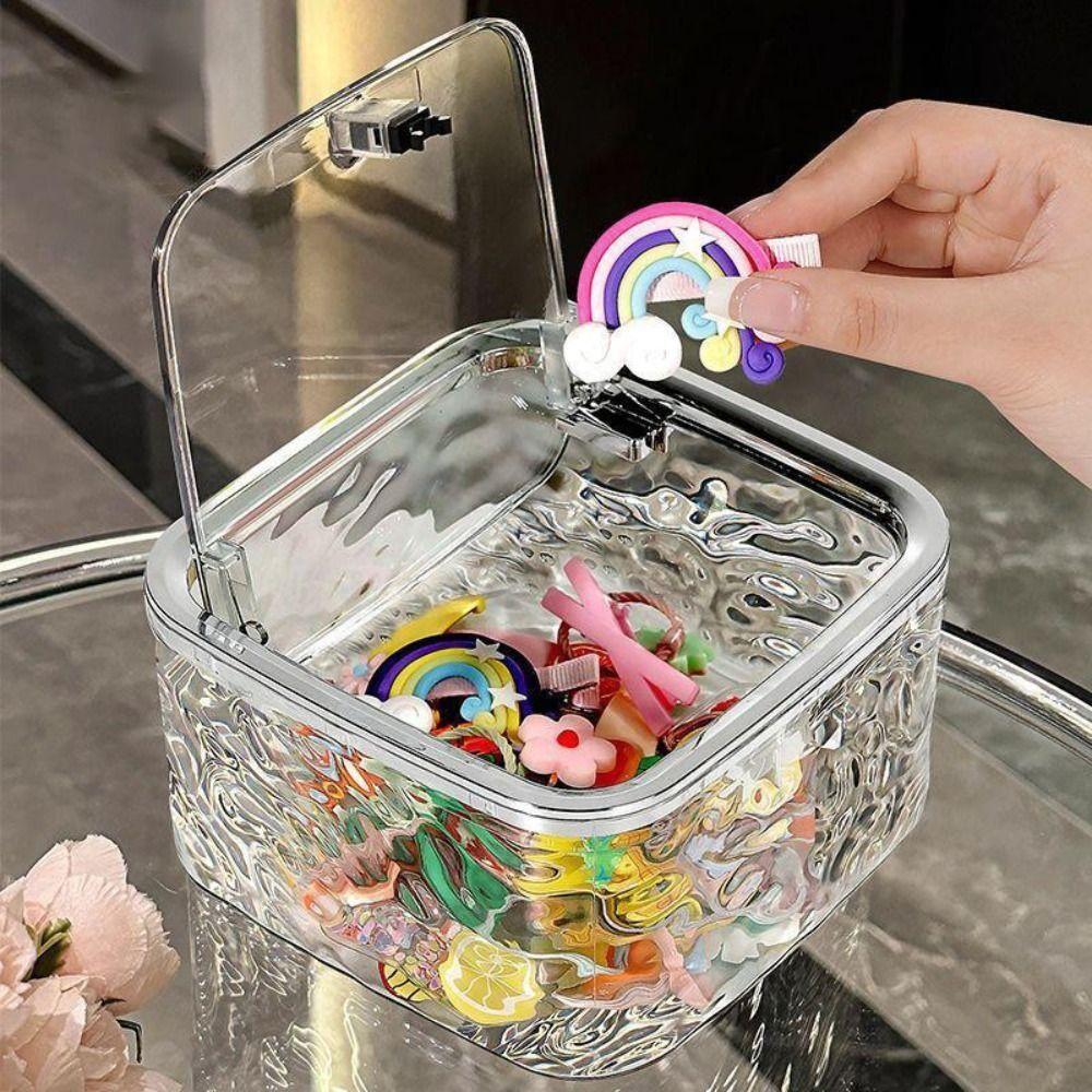 Push-type Jewelry Box Large Capacity Desktop Trash Can for Headband Bows Cotton Swab Organization