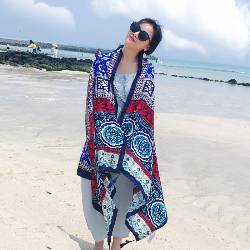 Scarf Women Winter Warm Scarves Vintage Bohemian Ethnic Style Art Shawl Wrap Beach Towel Tassels