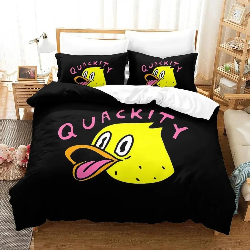 3D Мультяшный Комплект Постельного Белья Quackity Duck Пододеяльник Комплект для Кровати Покрывало Наволочка Одеяло Кинг Квин Размер Мальчики Взрослые Комплект Постельного Белья