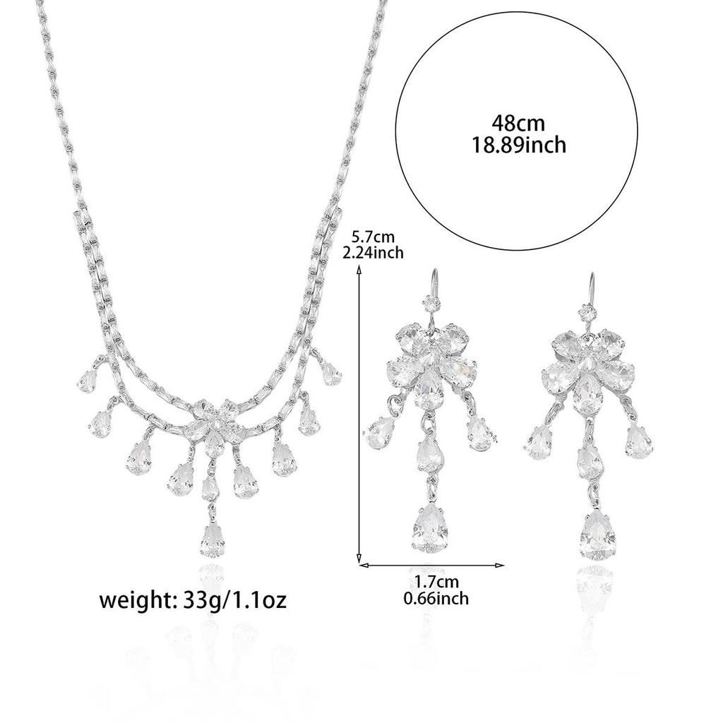 Европейский и американский стиль Zircon Sunflower Набор из ожерелья и серег