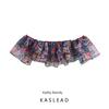 Kaslead New Arrival Women's Clothing Fashion Style Fashion Laminated Organza Floral-Print off-Shoulder Tops