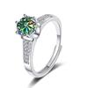 Bague Ringen Real 1ct Round VVS D Moissanite Diamond Ring For Women S925 Sterling Silver Jewelry Six Claw Opening Adjustable Rings